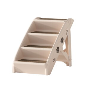 Dog Ramp Steps Portable Foldable Non Slip for Pets 76KG Capacity Beige