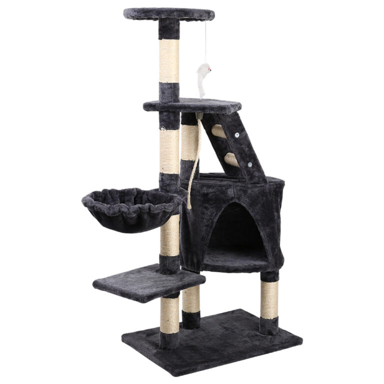 Cat Tree Tower 120cm Multi Level Scratching Post Condo Bed Toy Dark Grey
