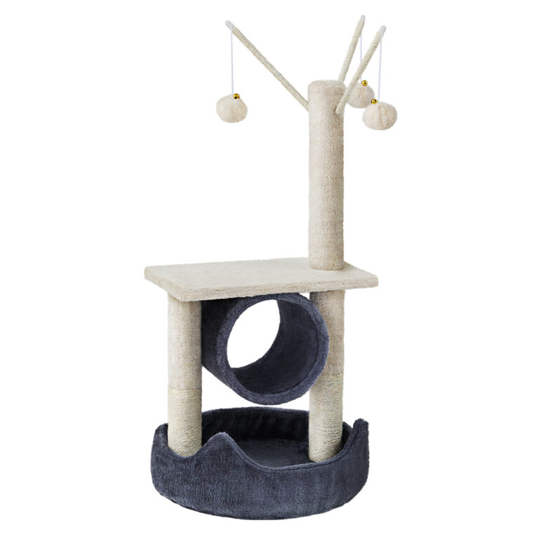 Cat Tree Condo 76cm Sisal Scratching Post Twin Level Plush Velvet Grey