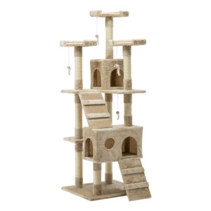 Cat Tree Tower 180cm Multi Level Scratching Post Condo House Sisal Beige Toy