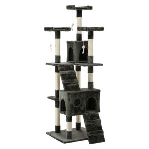 Cat Tree Tower 180cm Multi Level Scratching Post Condo House Sisal Plush Grey