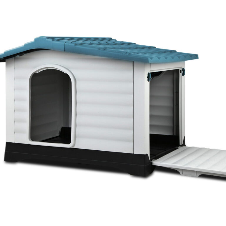 Extra Large Dog Kennel Outdoor Plastic Weatherproof Pet House XL Blue Ventilated