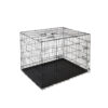 Foldable Dog Cage 42 Triple Door Removable Tray Black Metal Pet Crate