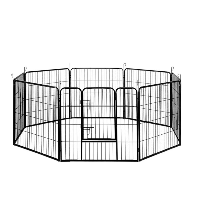 Dog Exercise Playpen 8 Panel Metal Fence Cage 80x80cm with Door and Locks