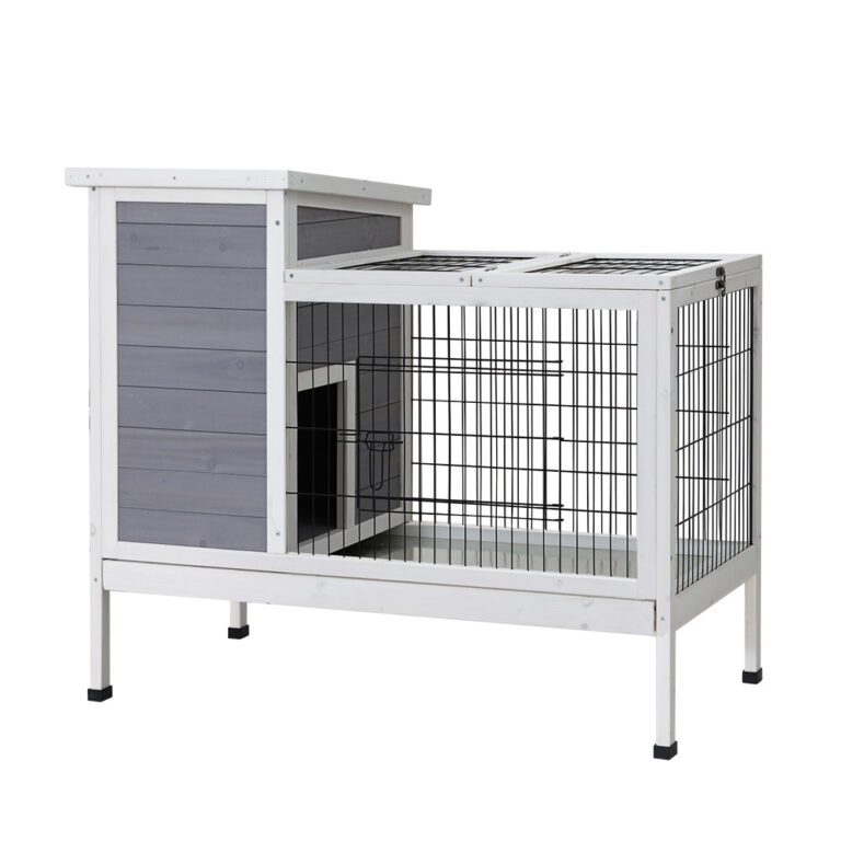 Wooden Rabbit Hutch Large Outdoor Cage 97x49x86cm with Run & Cleaning Tray