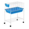 Indoor Rabbit Hutch Cage with Stand Wheels 72x46x88cm Blue Bunny Enclosure