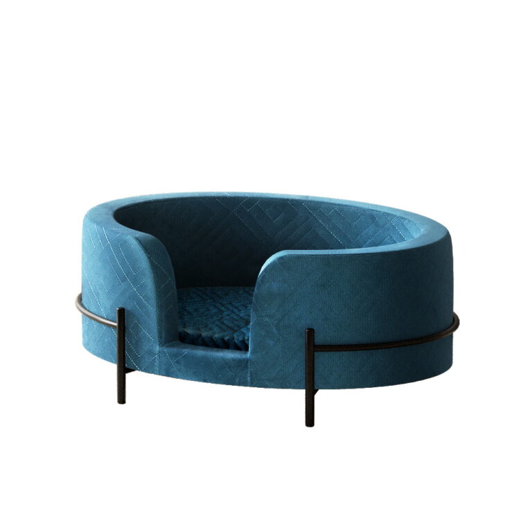 Elevated Pet Sofa Bed Calming Foam Cushion Non Slip Blue 60x41x25cm