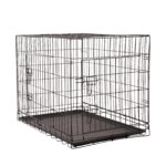 Dog Cage Pet Crate Cat Puppy Metal Cage ABS Tray Foldable Portable Black - 36" - Black