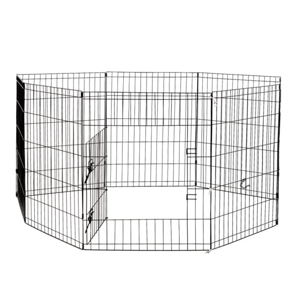 8 Panel Playpen Puppy Exercise Fence Cage Enclosure Pets Black All Sizes - 30" - Black