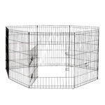 8 Panel Playpen Puppy Exercise Fence Cage Enclosure Pets Black All Sizes - 36" - Black