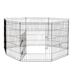 8 Panel Playpen Puppy Exercise Fence Cage Enclosure Pets Black All Sizes - 36" - Black