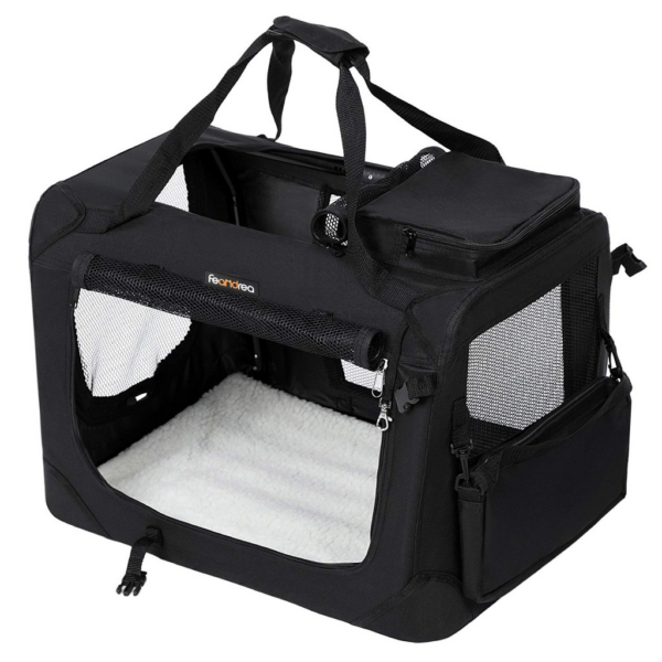 Dog Kennel Transport Box Folding Fabric Pet Carrier 60cm Black