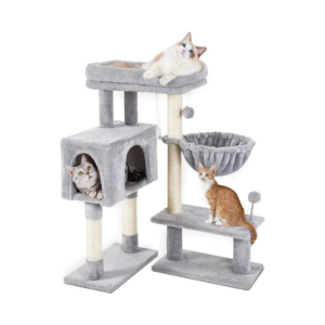 97cm Adjustable Base Plush Cat Tree Light Grey FI-CT-163-ZZ