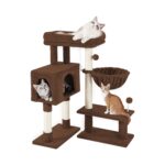 97cm Adjustable Base Plush Cat Tree Brown FI-CT-164-ZZ