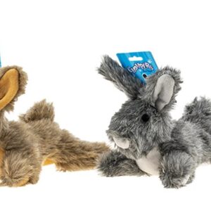 Chompers- Animals Plush dog toys with squeaker Grey/Brown RABBIT 26CM -(1pc Random Colour)