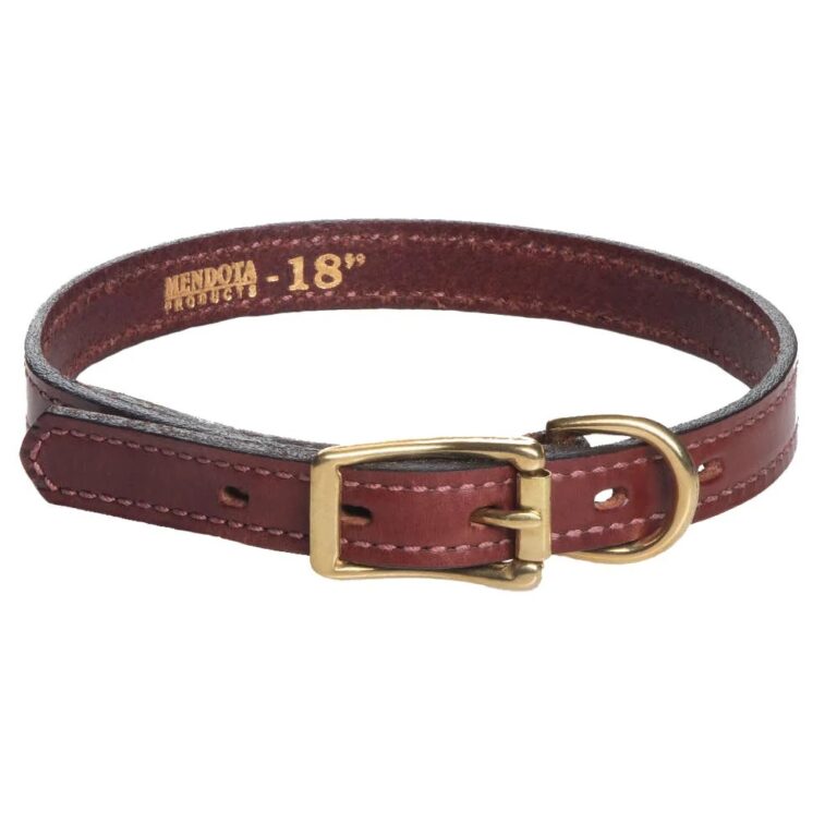 Mendota Leather Narrow width Dog Collar 3/4" X 18"