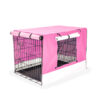 Wire Dog Cage Foldable Crate Kennel 24in with Tray + Pink Cover Combo