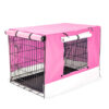 Wire Dog Cage Foldable Crate Kennel 48in with Tray + Pink Cover Combo