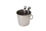 2 x 1.9L Stainless Steel Pet Parrot Feeder Bowl Water Bowls Flat Sided Bucket with Riveted Hooks