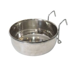 2 x Stainless Steel Pet Rabbit Bird Water Food Bowl Feeder Chicken Poultry Coop Cup 887ml