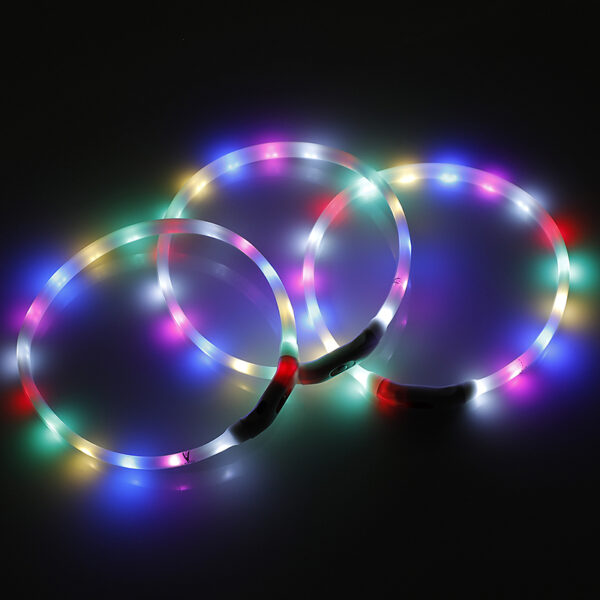 2 X  Small 40CM LED Dog Collar USB Rechargeable Night Glow Flashing Light Up Safety Pet Collars