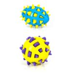 2 x Large Dog Puppy Rubber Spike TPR Football Ball Dental Hygiene Chew Play Toy