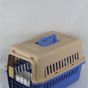 Small Dog Cat Crate Pet Carrier Airline Cage With Bowl and Tray-Blue