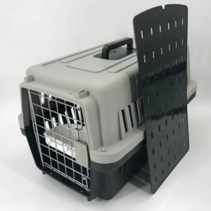 Medium Dog Cat Crate Pet Carrier Airline Cage With Bowl & Tray-Black