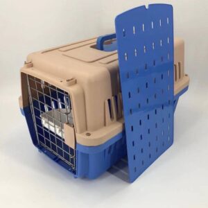 Medium Dog Cat Crate Pet Rabbit Carrier Airline Cage With Bowl & Tray-Blue