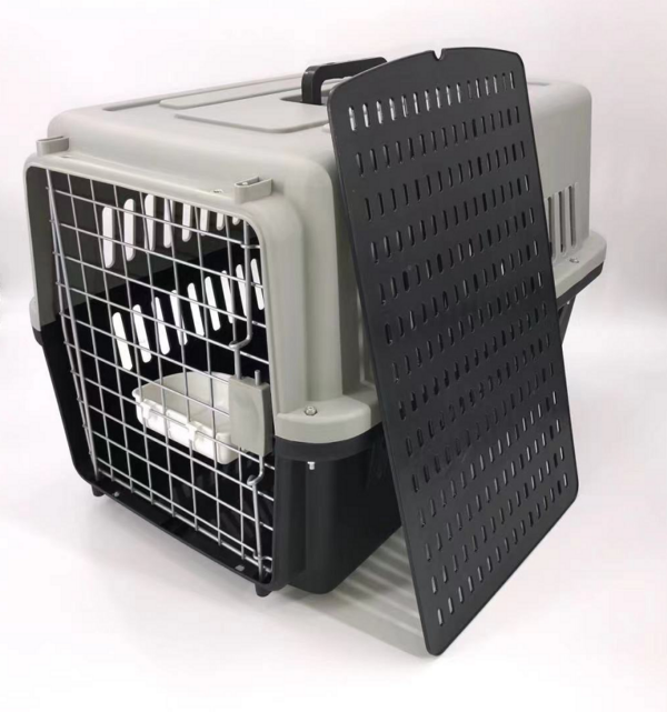 Large Dog Cat Crate Pet Carrier Rabbit Airline Cage With Tray And Bowl Black