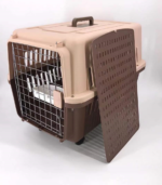 Brown Large Dog Puppy Cat Crate Pet Carrier Cage With Tray  Bowl & Wheel