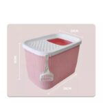 XXL Top Entry Cat Litter Box No Mess Large Enclosed Covered Kitty Tray Pink