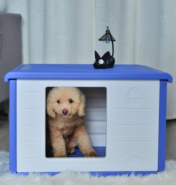 Small Plastic Pet Dog Puppy Cat House Kennel Blue