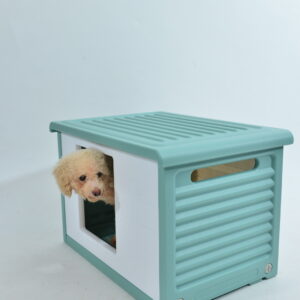 Small Plastic Pet Dog Puppy Cat House Kennel Green