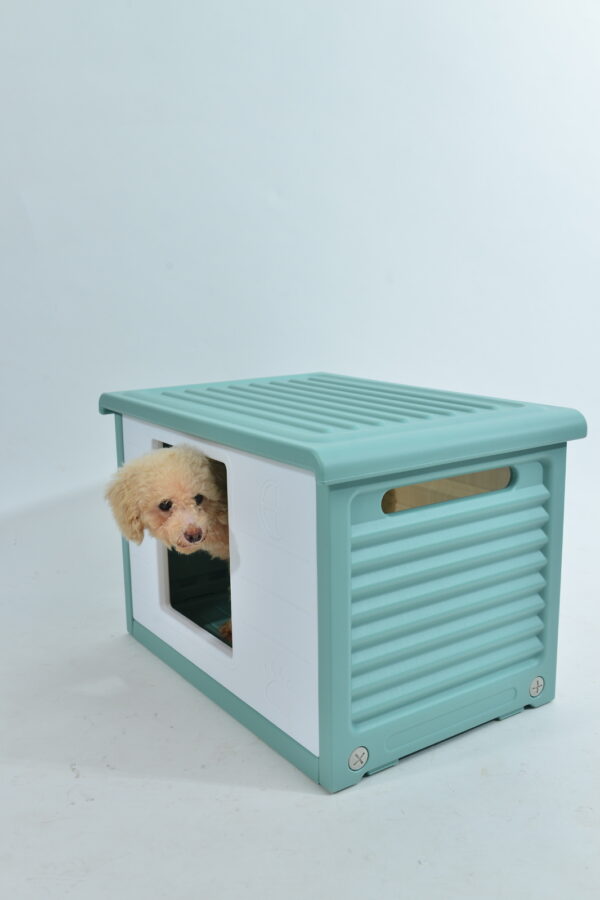 Small Plastic Pet Dog Puppy Cat House Kennel Green