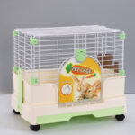 Small Green Pet Rabbit Cage Guinea Pig Crate Kennel With Potty Tray And Wheel