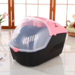 Small Portable Travel Dog Cat Crate Pet Carrier Cage Comfort With Mat-Pink