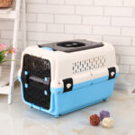 Large Dog Cat Crate Pet Rabbit Carrier Travel Cage With Tray & Window Blue