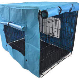 42' Portable Foldable Dog Cat Rabbit Collapsible Crate Pet Rabbit Cage with Cover Blue