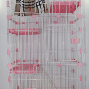 146 cm Pink Pet 4 Level Cat Cage House With Litter Tray & Wheel 72x47x146 cm