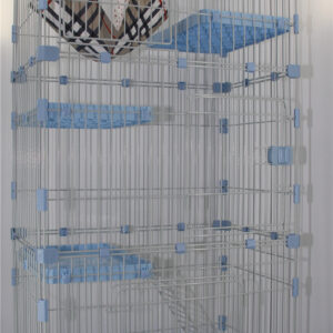 179 cm Blue Pet 4 Level Cat Cage House With Litter Tray & Wheel 82x57x179 CM