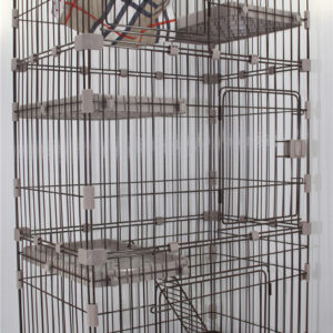 179 cm Brown Pet 4 Level Cat Cage House With Litter Tray & Wheel 82x57x179 CM