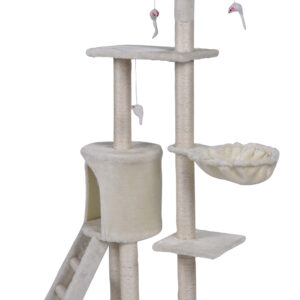 138cm Cat Scratching Post Tree Post House Tower with Ladder-Beige