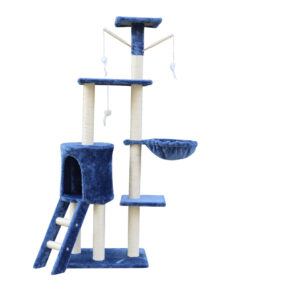 138cm Cat Scratching Post Tree Post House Tower with Ladder-Blue