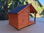 L Timber Pet Dog Kennel House Puppy Wooden Timber Cabin 130x105x100cm Brown