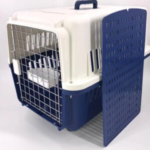 Navy XXXL Dog Puppy Cat Crate Pet Carrier Cage W Tray  Bowl & Removable Wheels