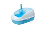 Medium Portable Cat Toilet Litter Box Tray with Scoop Blue