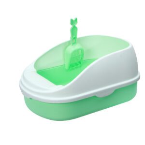 Medium Portable Cat Toilet Litter Box Tray with Scoop Green