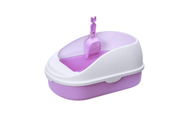 Medium Portable Cat Toilet Litter Box Tray with Scoop Purple