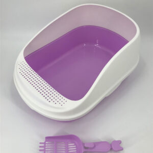 Large Portable Cat Toilet Litter Box Tray House with Scoop Purple